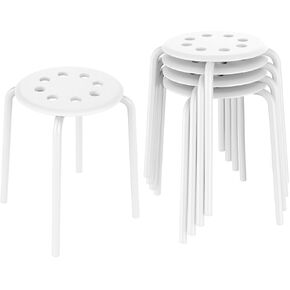 Yaheetech 5-Piece Stackable Stools Portable Stacking Bar Stools Indoor Outdoor Plastic Seat with Metal Legs Nesting Chairs Flexible Seating for Home Office Waiting Room Dining Room