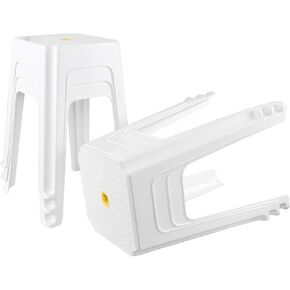 6 Pack 18.5 Inch White Plastic Stacking Stools with Square Seat, Portable Stackable Stools Nesting Stools for Classroom Home Office