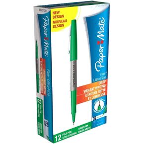 Paper Mate Flair Ultra Fine Fibre Tip Pen 0.5mm - Green (Box of 12)