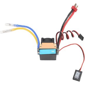 Drfeify 480A Brushed Speed Controller ESC, 480A RC ESC with Cooling Fan Waterproofing ESC for 1/10 RC Car and Boat
