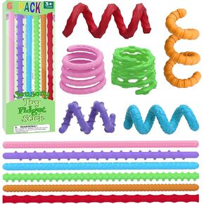 Sensory Autism Toys for Kids - Textured Stretchy Sensory Fidget Toys for Stress Anxiety-Fidget Toys Sensory Stick 6 Pack - Fidget Classroom Travel Essentials, Quiet Stress Relief for Autism/ADHD Focus