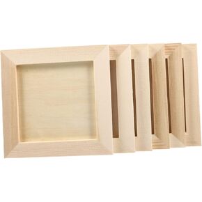 Angoily 6Pcs DIY Blank Wooden Photo Holders for Art Projects Natural Painting Frame for Home Decor Fun Clay Photo Frame for Creative Birthday Crafts