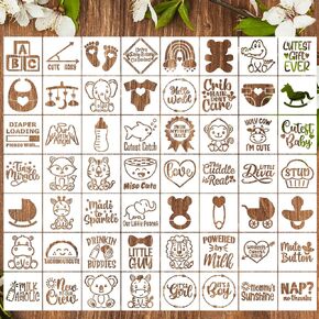Baby Shower Stencils for Onesies Reusable 3" Baby Stencils for Crafts Fabric Clothes Bibs