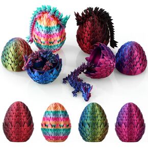 4PCS 3D Printed Dragon Eggs Fidget Toys,Mystery Crystal Dragon Egg for Easter Basket Stuffers, Easter Toys & Decor – Unique Easter Basket Essentials for Kids & Collectors (4 Pack)