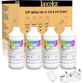 Lancelot DTF White Ink Set Premium Direct-to-Film Ink for Large Formart 2/4 Head I3200/XP600/I1600 DTF Printers,for T-Shirt Printing(1000ml x 4)