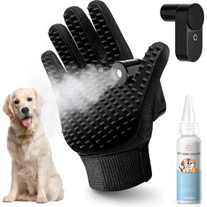 Pet Hair Remover Glove - Cat＆Dog Brush,Gentle Deshedding Efficient - Perfect for Dogs, Cats, Rabbits & Horses with Long/Short/Curly Hair,Includes Sprayer＆Waterless Shampoo (Right Hand, 1 Piece, Blue)