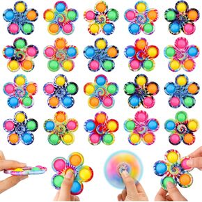 Gigilli 24 Pcs Pop Fidget Spinner Bulk Party Favors, Sensory Fidget Toys for Kids Toddler, Goodie Bags Stuffers Classroom Prizes, End of Year Student Gifts Stress Relief Toys for ADHD, Autism, Anxiety