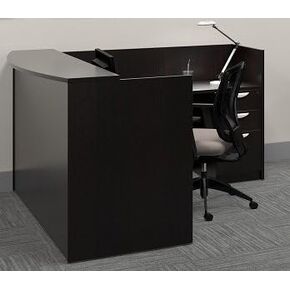 Offices To Go L Shaped Reception Desk W/Transaction Top 71" W X 30" D X 42" H Reception Return 42" W X 24" D X 42" H - American Espresso