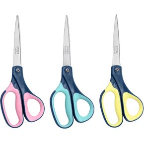 LIVINGO Titanium Scissors All Purpose - 3 Pack 8.5" Sharp Stainless Steel Heavy Duty Shears for Office Home Crafting Cutting Paper Fabric