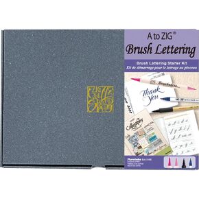 Kuretake A to ZIG Brush Lettering Starter Kit, Calligraphy pens, with practice note and handbook, for bigginer, Made in Japan