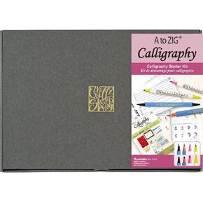 Kuretake A to ZIG Calligraphy Starter Kit, Calligraphy pens, with practice note and handbook, for bigginer, Made in Japan