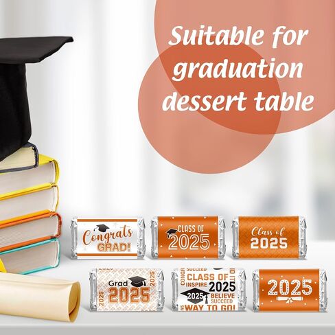 Outus 2024 Graduation Decoration Label Sticker Congrats Mini Candy Bar Wrapper Class of Party Supplies College High School Nursing Grad Celebration, Candy Not Included (Orange,180 Pcs) in Saudi Arabia