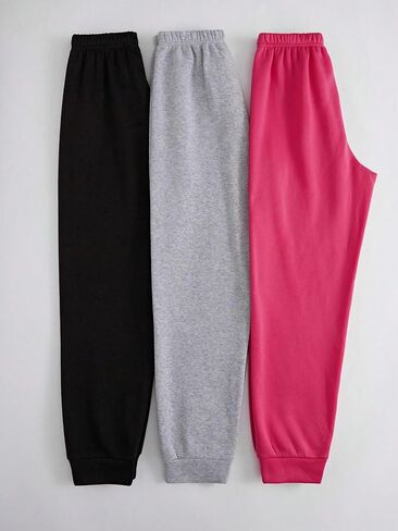 Floerns Women's 3 Piece Solid Drawstring Waist Slant Pocket Jogger Sweatpants in Saudi Arabia