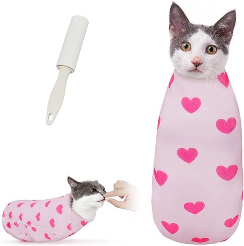 Cat Wrap for Cutting Nails, Self-Adhesive for Grooming, Anti-Scratch Cat Swaddle Wrap for Medicine, Nail Clipping, Teeth Brushing, Ear Cleaning in Saudi Arabia