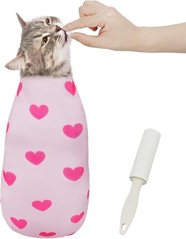 Cat Wrap for Cutting Nails, Self-Adhesive for Grooming, Anti-Scratch Cat Swaddle Wrap for Medicine, Nail Clipping, Teeth Brushing, Ear Cleaning in Saudi Arabia