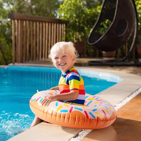 leite kids قابلة للنفخ دونات 21.7 بوصة رش حمام السباحة البركة العوامات دونات قابلة للسباحة أنبوب السباحة حلقة أزياء شاطئية الحفلات العائمة الخاتم للسباحة in Kuwait