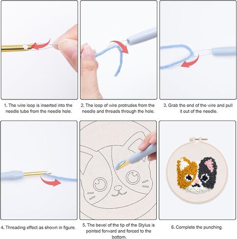 Louise Maelys 6PCS Punch Needle Kits for Beginners and Adults,Embroidery Kit Tool Threader Fabric Hoop Yarn Rug Tufting Coaster Art and Crafts（Cats and Dogs Pattern Ornament） in Saudi Arabia