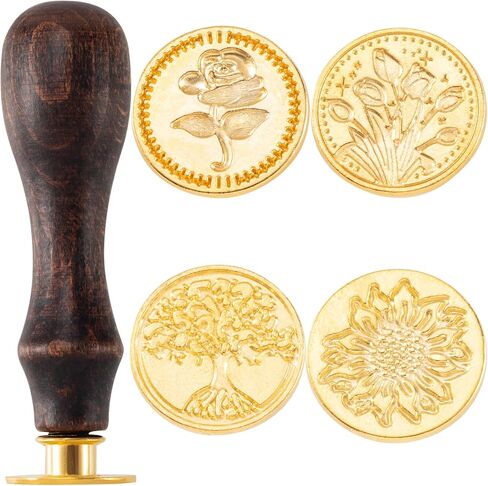 8pcs Vintage Floral Wax Seal Stamp Set, Brass Stamps Heads with Wooden Handle, Medieval Traditional Sealing Wax Stamp Kit for Wedding Invitations Cards Envelopes Gift Packing- 7 Styles in Saudi Arabia