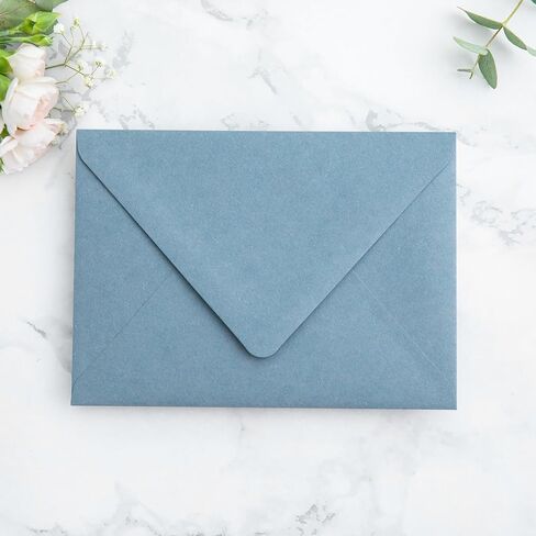 PONATIA 50PCS A7 Euro Flap Envelopes, 5.25 x 7.25'' Dusty Blue Flowers Liner Envelopes for Wedding Invitations, Photos, Postcards, Greeting Cards, Christmas Gift Cards, Acrylic Mailing, 5x7 envelopes in Saudi Arabia