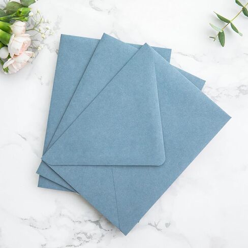 PONATIA 50PCS A7 Euro Flap Envelopes, 5.25 x 7.25'' Dusty Blue Flowers Liner Envelopes for Wedding Invitations, Photos, Postcards, Greeting Cards, Christmas Gift Cards, Acrylic Mailing, 5x7 envelopes in Saudi Arabia