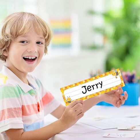 50 PCS Classroom Name Plates for Desk, Bee Nameplates Name Tags for Classroom Cubbies, School Student Desk Name Tags Classroom Name Plates for Back to School, 10 x 3 inch (Bee) in Saudi Arabia