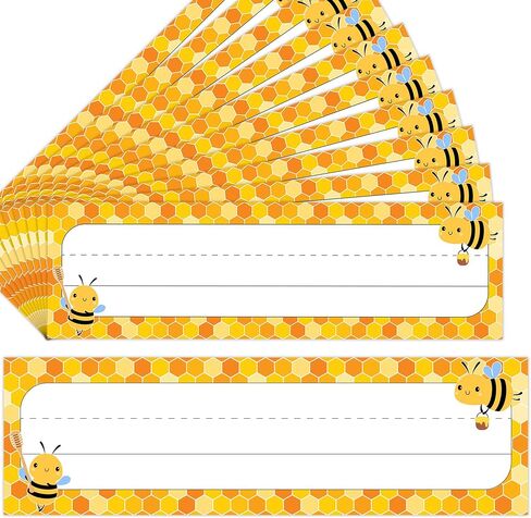50 PCS Classroom Name Plates for Desk, Bee Nameplates Name Tags for Classroom Cubbies, School Student Desk Name Tags Classroom Name Plates for Back to School, 10 x 3 inch (Bee) in Saudi Arabia