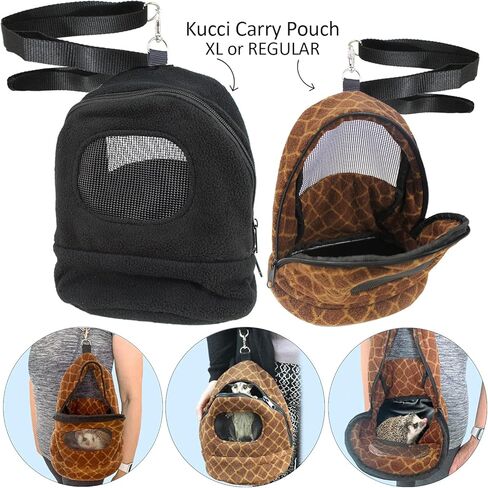 Kucci Carry Pouch - Fleece Travel Carrier Carrier Carrier - لداحن السكر والسناجب والمرموسيت والهامستر والقوارض والفئران والزواحف والحيوانات الأليفة الصغيرة الأخرى (X -Large) in Kuwait