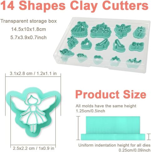 Polymer Clay Cutters - 14 Shapes Princess Theme Polymer Clay Cutters for Jewelry Creativity, Earring Making Kit with Storage Box in Saudi Arabia
