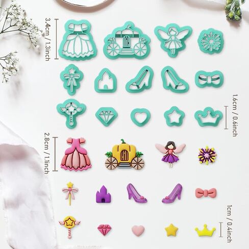 Polymer Clay Cutters - 14 Shapes Princess Theme Polymer Clay Cutters for Jewelry Creativity, Earring Making Kit with Storage Box in Saudi Arabia
