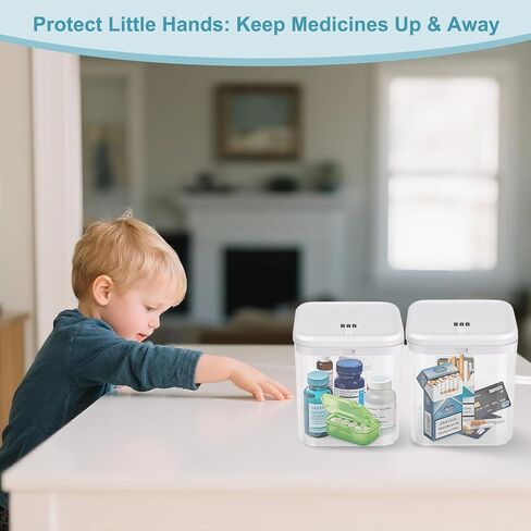 Gemaxvoled Medicine Lock Box with Code - Small Lockable Storage Box for Pills, Fridge Food & Phone | BPA-Free, Childproof | 5.5x5.5x6.3in | Home, Office & Travel Safe in Kuwait