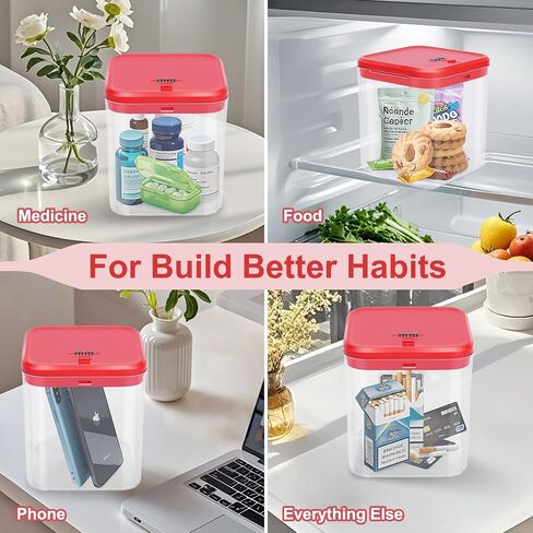 Gemaxvoled Medicine Lock Box with Code - Small Lockable Storage Box for Pills, Fridge Food & Phone | BPA-Free, Childproof | 5.5x5.5x6.3in | Home, Office & Travel Safe in Kuwait
