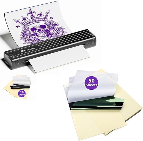 Phomemo TP83 Pluetooth Tattoo Stency Printer مع 10pcs A4 Transfer Paper و 50 Sheets A4 Size Stencil Paper for Tattooing in Saudi Arabia