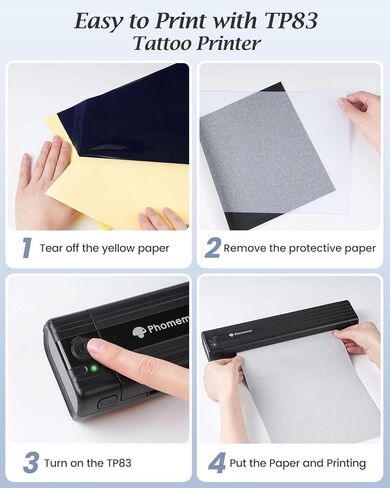 Phomemo TP83 Pluetooth Tattoo Stency Printer مع 10pcs A4 Transfer Paper و 50 Sheets A4 Size Stencil Paper for Tattooing in Saudi Arabia