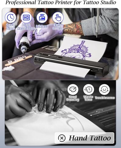 Phomemo TP83 Pluetooth Tattoo Stency Printer مع 10pcs A4 Transfer Paper و 50 Sheets A4 Size Stencil Paper for Tattooing in Saudi Arabia