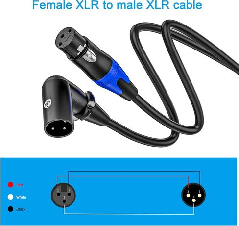 كابل تمديد للميكروفون ذو الزاوية اليمنى من أنثى إلى ذكر مستقيم من XLR، (11.8 بوصة / عبوتان) لمكبرات الصوت التي تعمل بالطاقة، وواجهة الصوت أو الخلاط للأداء المباشر والتسجيل in Kuwait
