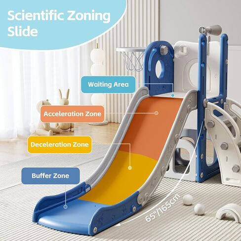 Toddler Slide Kids Climber Slides Baby Slider for Toddler Age 1-3,L Shaped Indoor Outdoor Playground Playset with Basketball Hoop, Storage, Telescope Toy Easy Assembly Gift for Boys and Girls in Kuwait