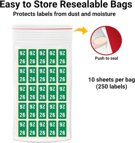 2026 MINI Top Tab Year Stickers, Green, Compatible with Smead Top Tab, Doctor Stuff 2026 Chart Stickers, USA Made Year Labels for File Folders, 250/Pack, Sheets, 1" x 1/2" Small Labels in Kuwait