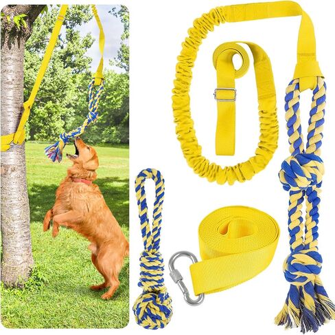 Xiaz Tug of War Dog Toy ، Toy Dogs Toy Toy Bungee معلقة مع 2 ألعاب حبل مضغ ، وجرو جرو شاق في الهواء الطوي in Kuwait