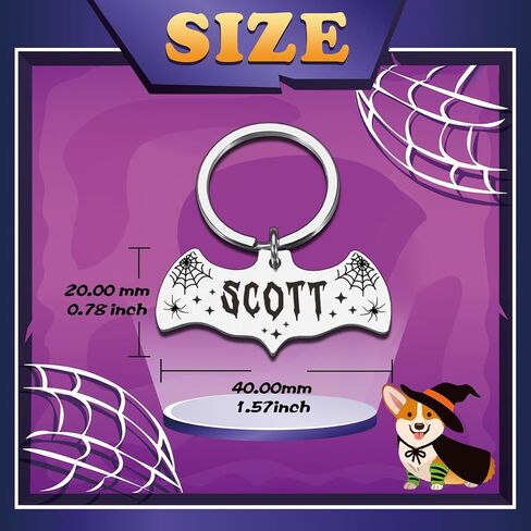 Bat Dog Tag, Halloween Personalized Dog Tags for Pets, Customized Pet ID Tag for Black Cat, Witch Friendly Cat Tags, Funny Spooky Dog Name Tag, Stainless Steel Dog ID Tag Engraved on Both Sides in Saudi Arabia