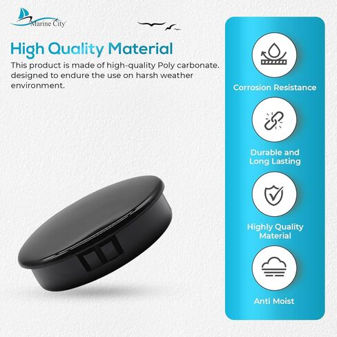 MARINE CITY أسود 2-1/2 بوصة بناء الكمبيوتر الشخصي عالي القوة مقاوم للتعب سهل التركيب ذو لمسة نهائية لامعة غطاء مركزي لعجلة قيادة القارب للقوارب البحرية in Kuwait