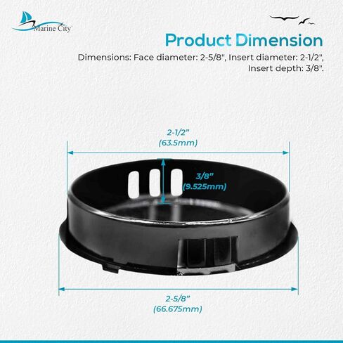 MARINE CITY أسود 2-1/2 بوصة بناء الكمبيوتر الشخصي عالي القوة مقاوم للتعب سهل التركيب ذو لمسة نهائية لامعة غطاء مركزي لعجلة قيادة القارب للقوارب البحرية in Kuwait