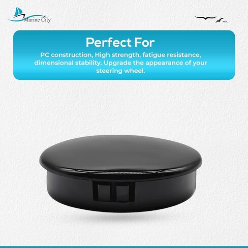 MARINE CITY أسود 2-1/2 بوصة بناء الكمبيوتر الشخصي عالي القوة مقاوم للتعب سهل التركيب ذو لمسة نهائية لامعة غطاء مركزي لعجلة قيادة القارب للقوارب البحرية in Kuwait