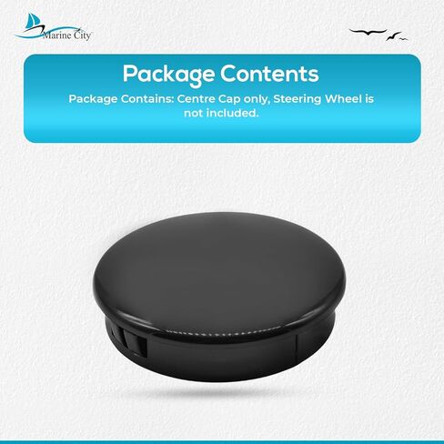 MARINE CITY أسود 2-1/2 بوصة بناء الكمبيوتر الشخصي عالي القوة مقاوم للتعب سهل التركيب ذو لمسة نهائية لامعة غطاء مركزي لعجلة قيادة القارب للقوارب البحرية in Kuwait