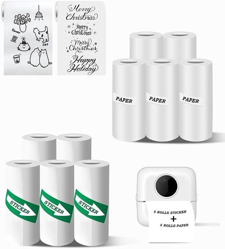 Mini Printer Sticker Paper, 10 Rolls Thermal Printer Sticker Paper 57 X 25mm, Printable Sticker Paper for Mini Printer Paper and Most Instant Print Cameras in Saudi Arabia