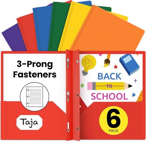 المجلدات البلاستيكية ذات الجيوب والشق (6 حزمة ، ألوان زاهية) ، مجلدات بولي ثنائية الجيبات مع فتحة 3 ثقب وفتحة بطاقة العمل ، ورقة حجم الرسالة ، للمدرسة أو المكتب أو الاستخدام المنزلي in Kuwait