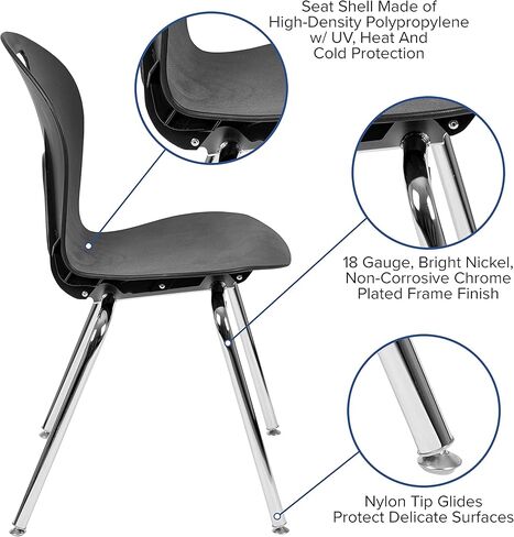 Emma + Oliver Titan Black Student Stack Chair - 18 بوصة in Saudi Arabia
