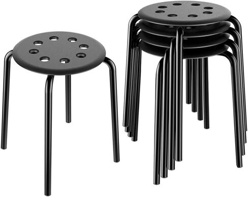 Yaheetech 5-Piece Stackable Stools Portable Stacking Bar Stools Indoor Outdoor Plastic Seat with Metal Legs Nesting Chairs Flexible Seating for Home Office Waiting Room Dining Room in Saudi Arabia