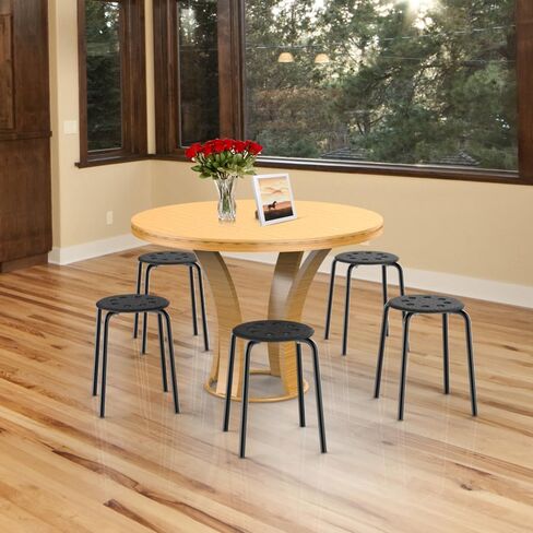 Yaheetech 5-Piece Stackable Stools Portable Stacking Bar Stools Indoor Outdoor Plastic Seat with Metal Legs Nesting Chairs Flexible Seating for Home Office Waiting Room Dining Room in Saudi Arabia