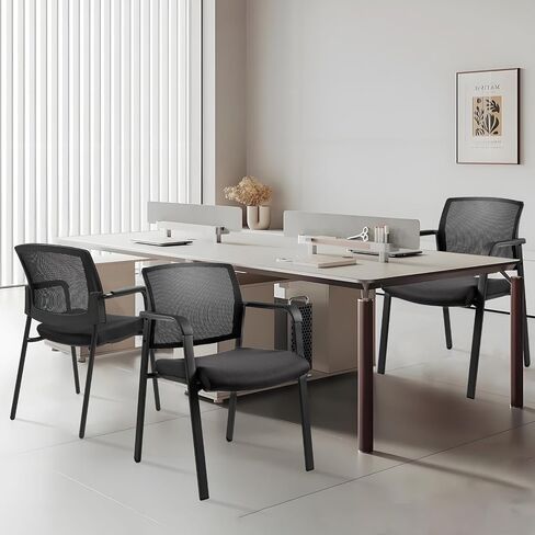 Clatina Mesh Back Congering Arm Chairs ، كرسي مكتب النسيج المنجد ، Fram Sturdy Metal Fram و Supern Prumpar Support للمنزل ، المكتب ، غرف الاجتماع in Kuwait