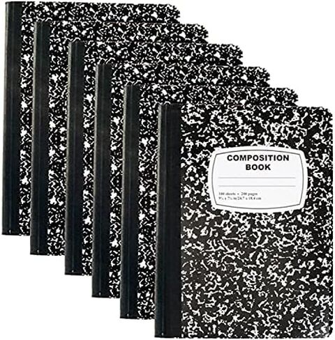 Trail Maker 50 Pack Bulk Bulk Black and White Composition Wide ، 200 صفحة (100 ورقة) ، 9-3/4 × 7-1/2 "، وكتب تركيبة مدرسية كبيرة الغلاف للمدرسة والمكتب in Saudi Arabia